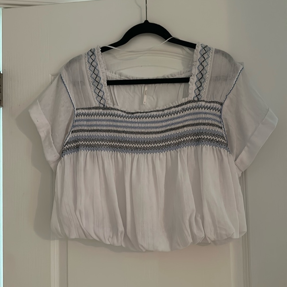 Free People Smocked Billowy Top